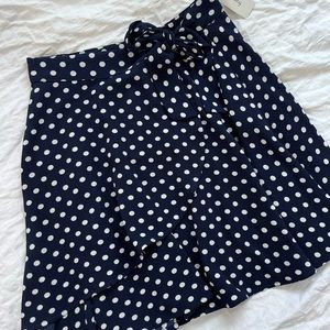New w/ tags - Navy & white polka dot wrap skirt with tie